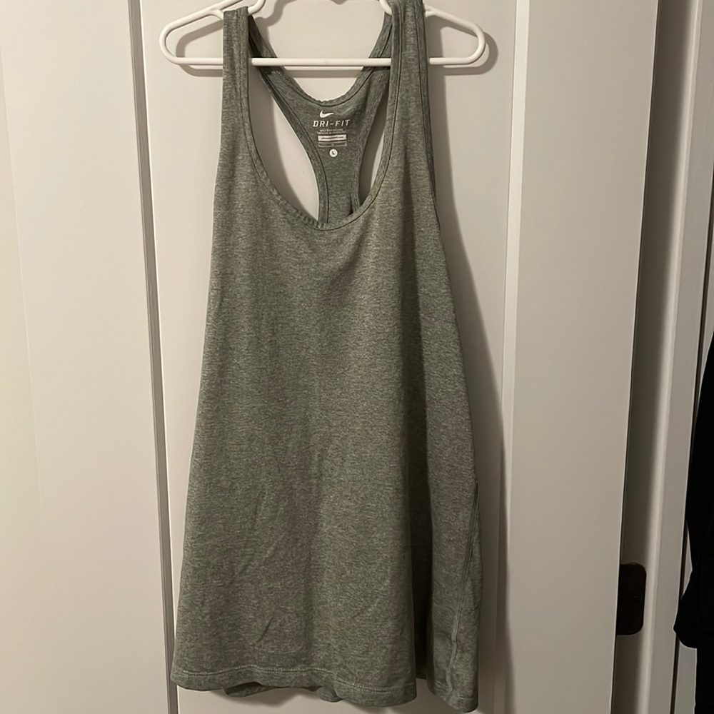Nike Dri-Fit Racer Back Tank Top Gray Sz L